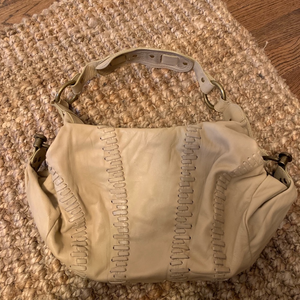 BCBG nude leather purse